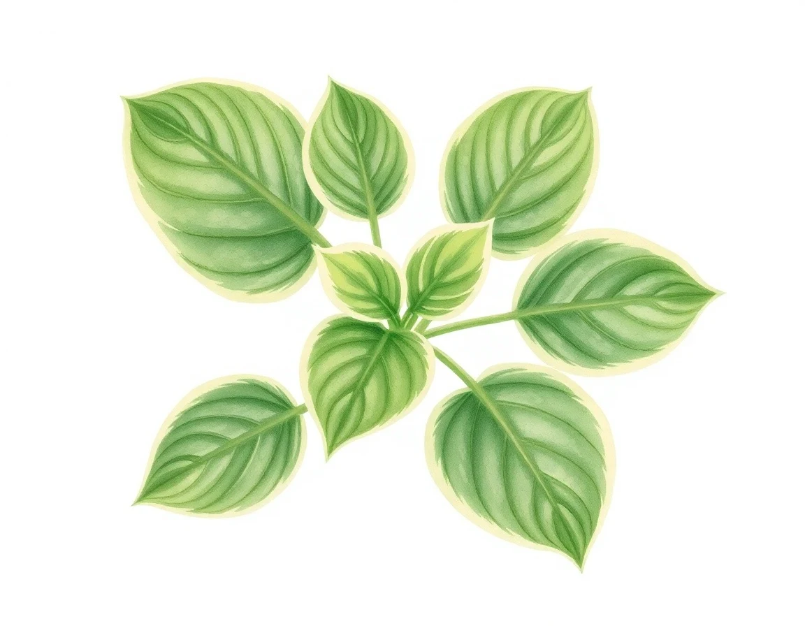 Watercolor illustration of Hosta 'Heartsong'