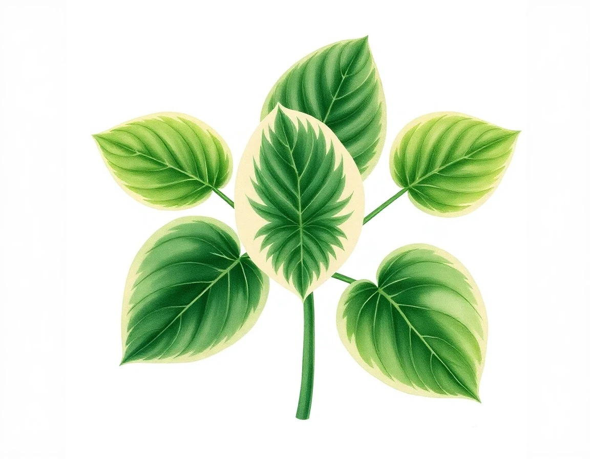Watercolor illustration of Hosta 'Her Royal Hotness'
