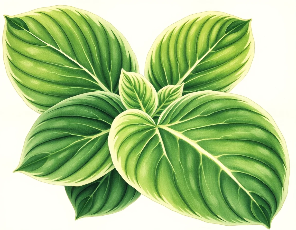 Watercolor illustration of Hosta 'Highland Fling'