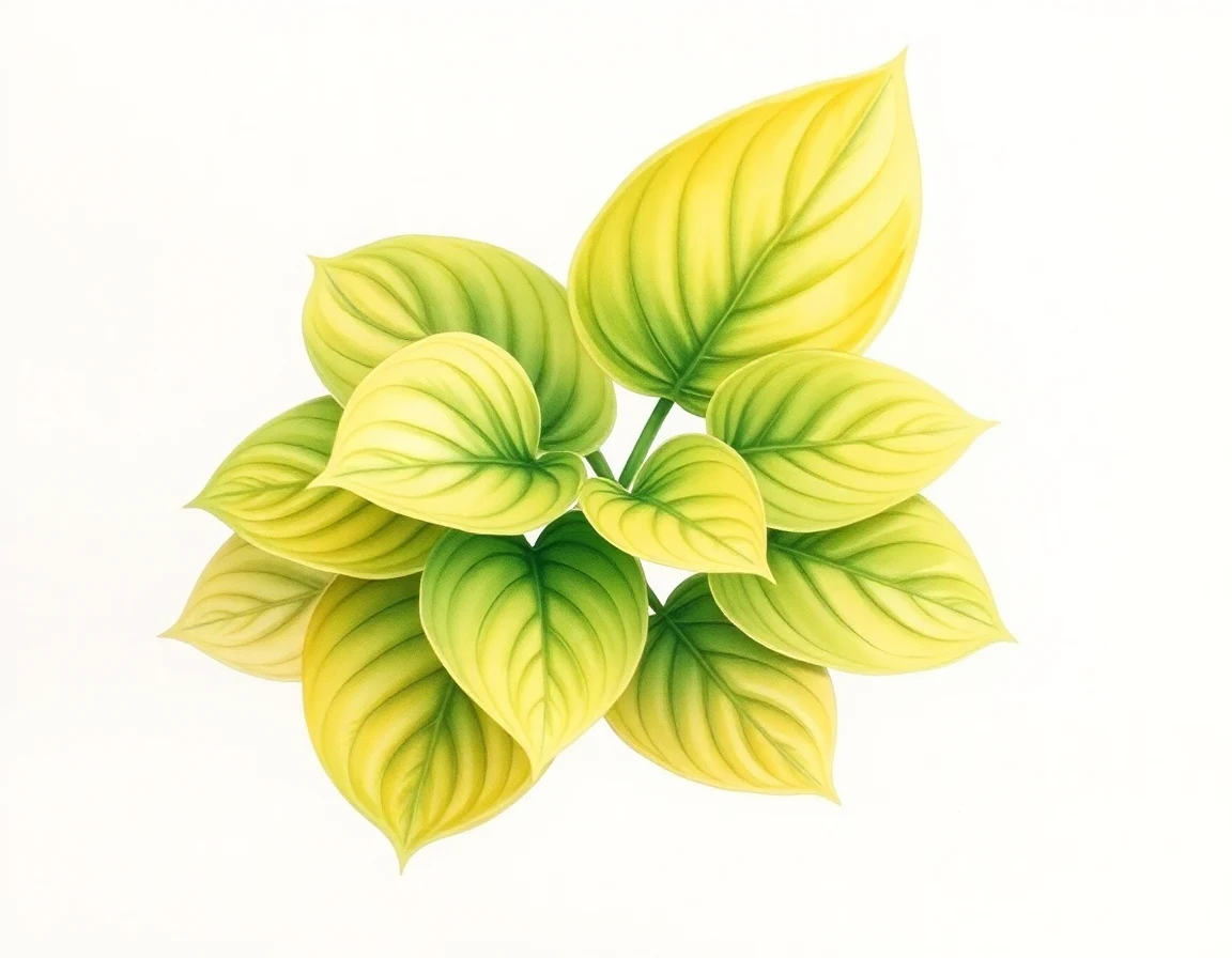 Watercolor illustration of Hosta 'Holly's Gold'