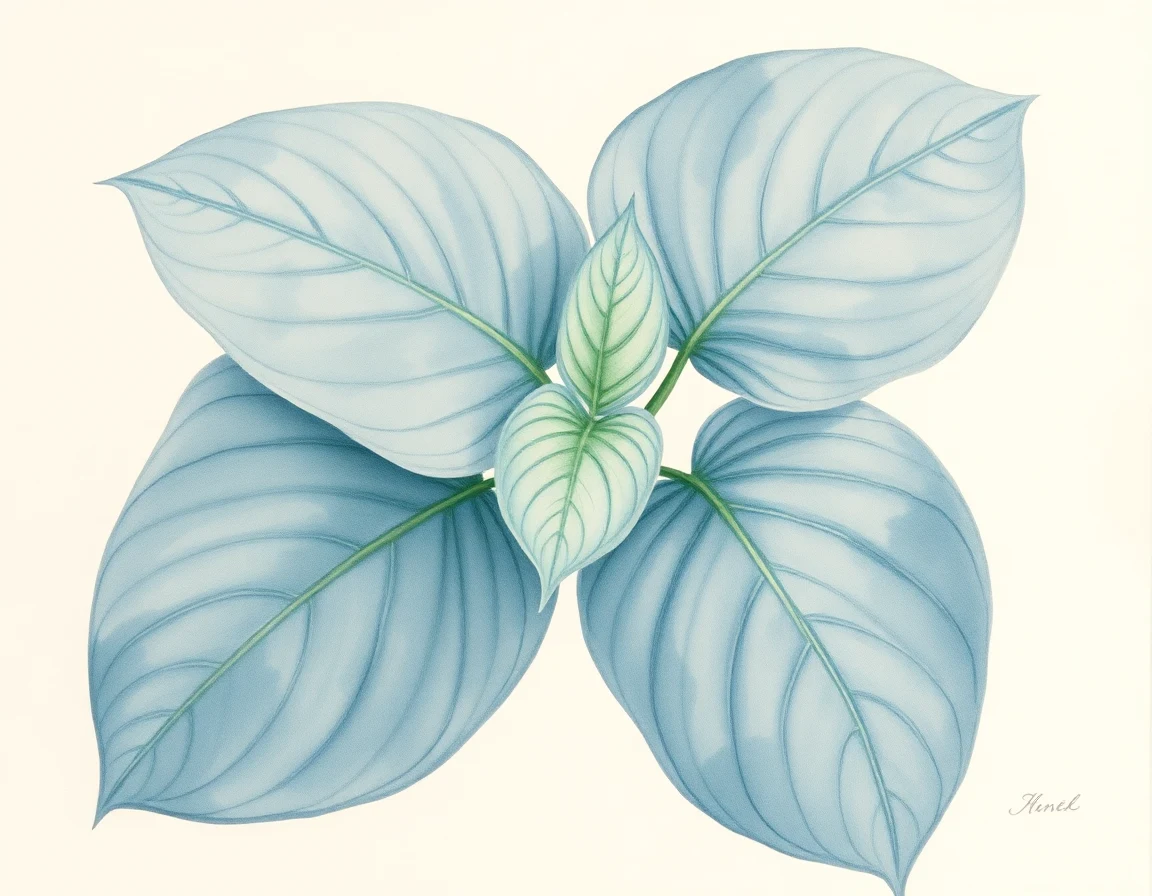 Watercolor illustration of Hosta 'Holy Smokes!'