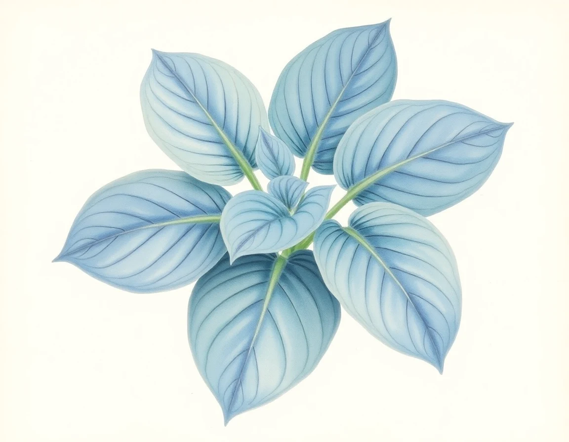 Watercolor illustration of Hosta 'Honey Hill Bubble Up'