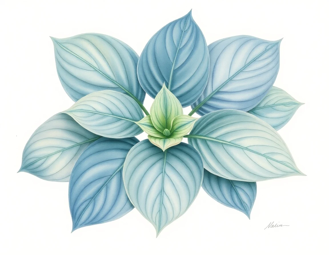 Watercolor illustration of Hosta 'Honey Hill Pucker Up'