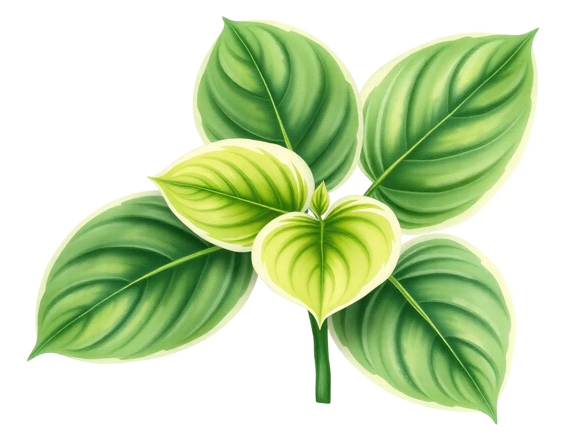 Watercolor illustration of Hosta 'Hot and Spicy'