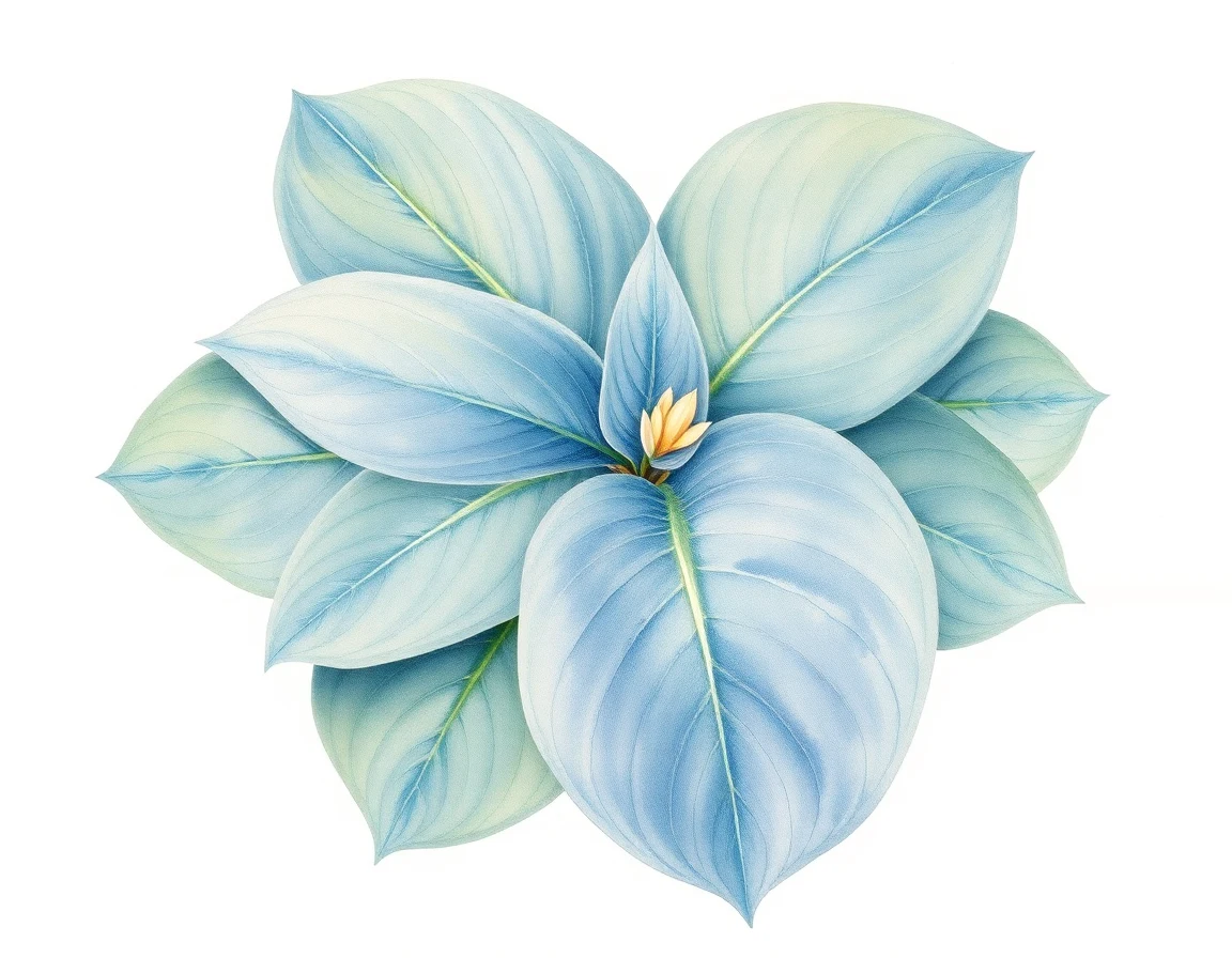 Watercolor illustration of Hosta 'Hunters Ridge'