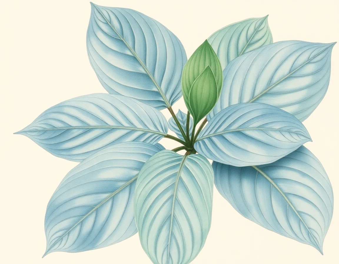 Watercolor illustration of Hosta 'Huron Blue'