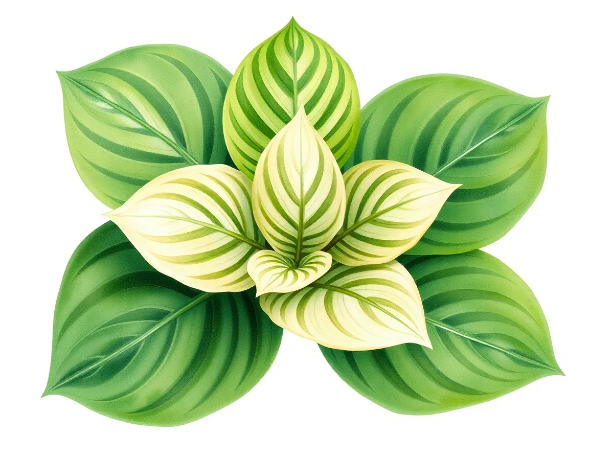 Watercolor illustration of Hosta 'Ice Cream'