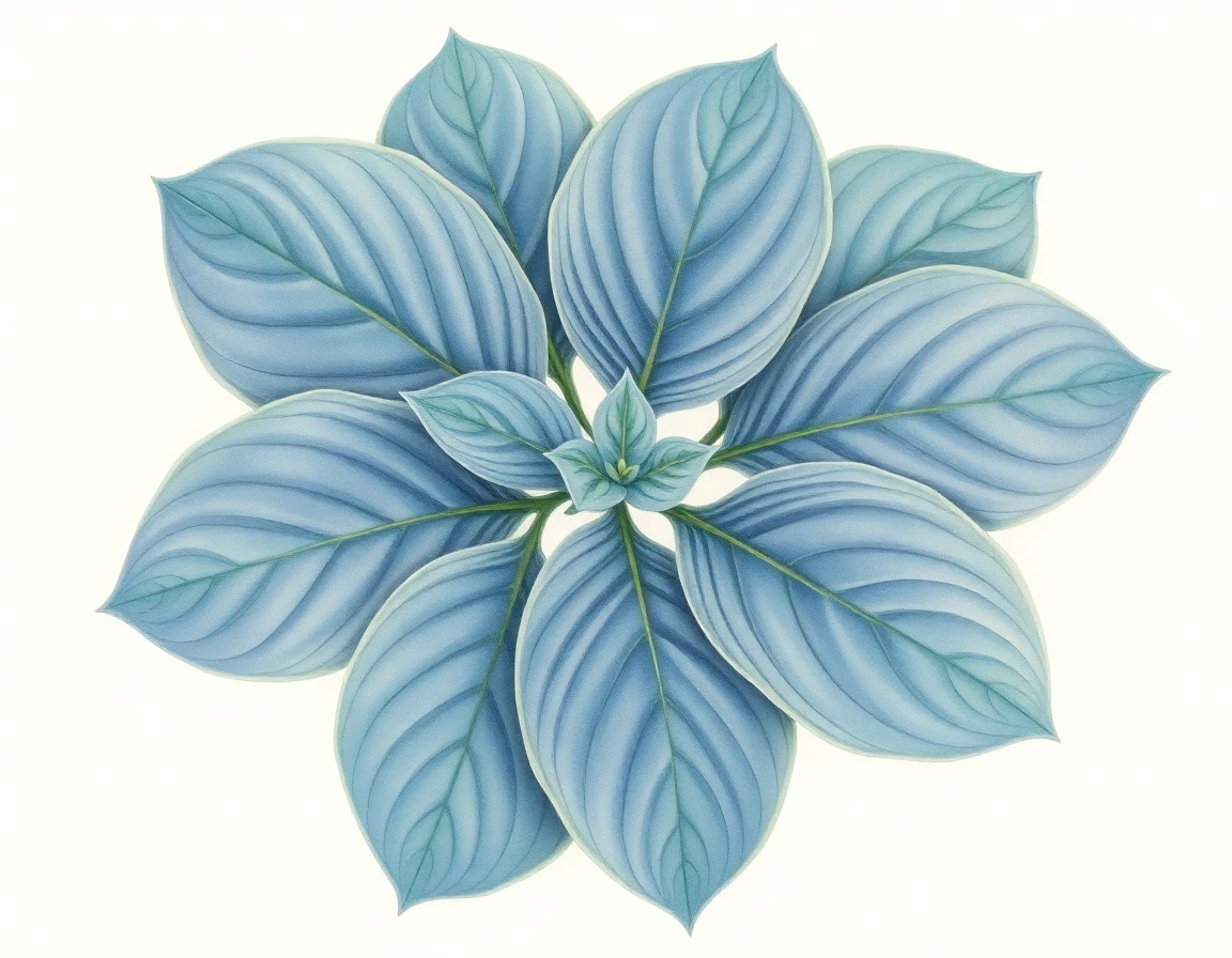 Watercolor illustration of Hosta 'Incredible Hunk'