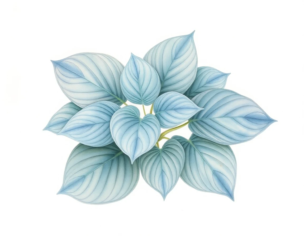 Watercolor illustration of Hosta 'Irish Breeze'