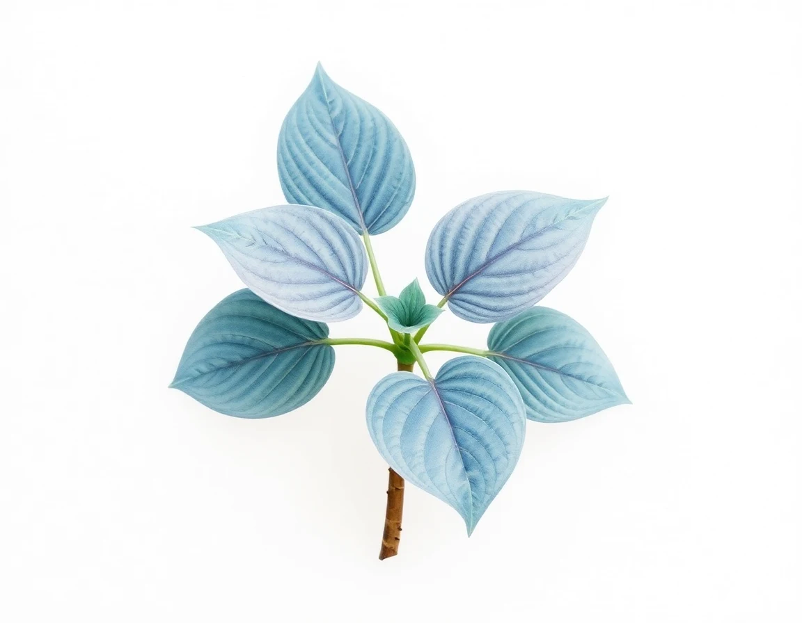 Watercolor illustration of Hosta 'Itty Blue'