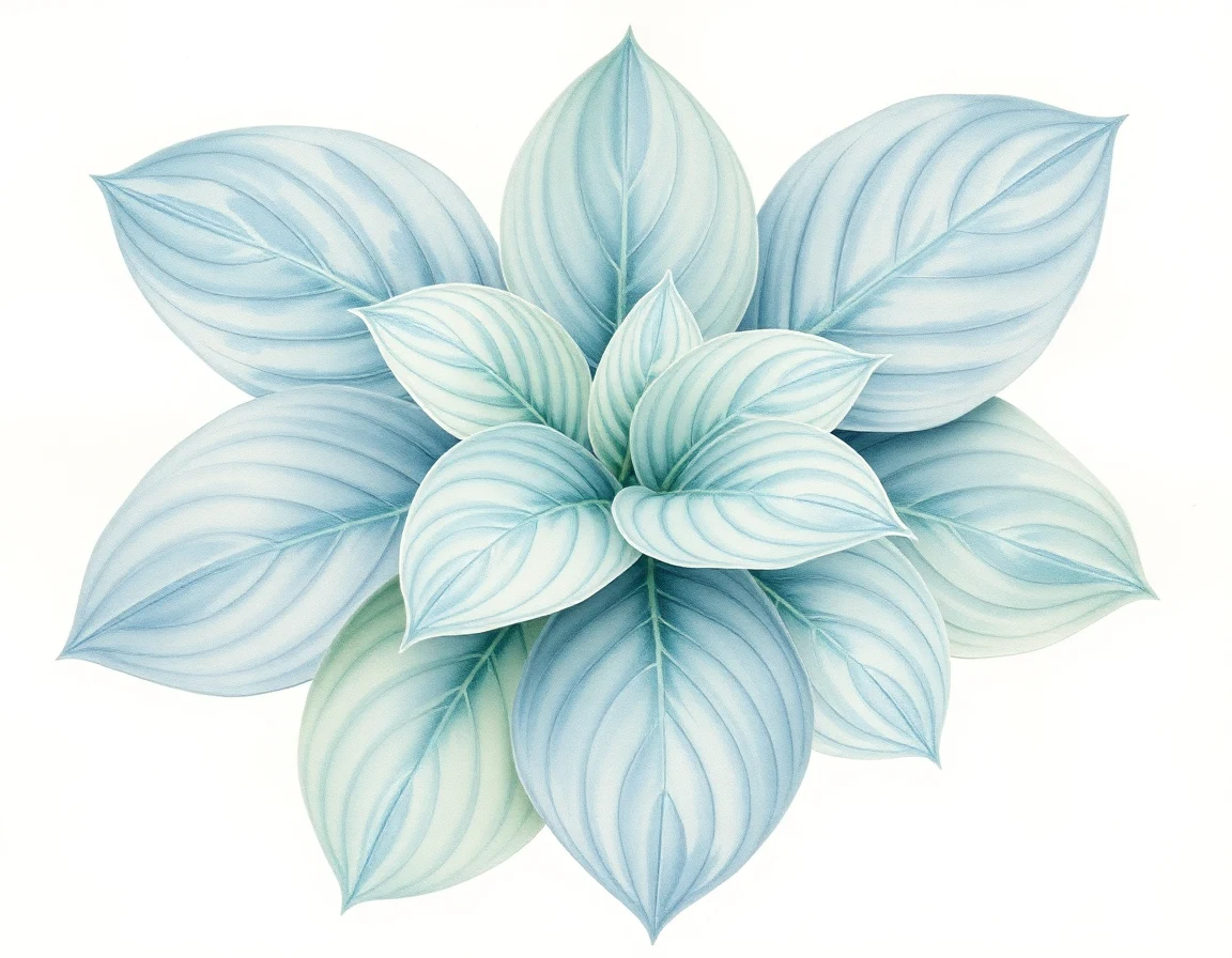 Watercolor illustration of Hosta 'Jerry's Jest'