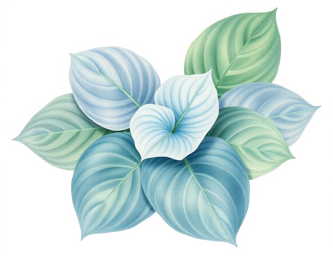 Watercolor illustration of Hosta 'Jim Wilkins'