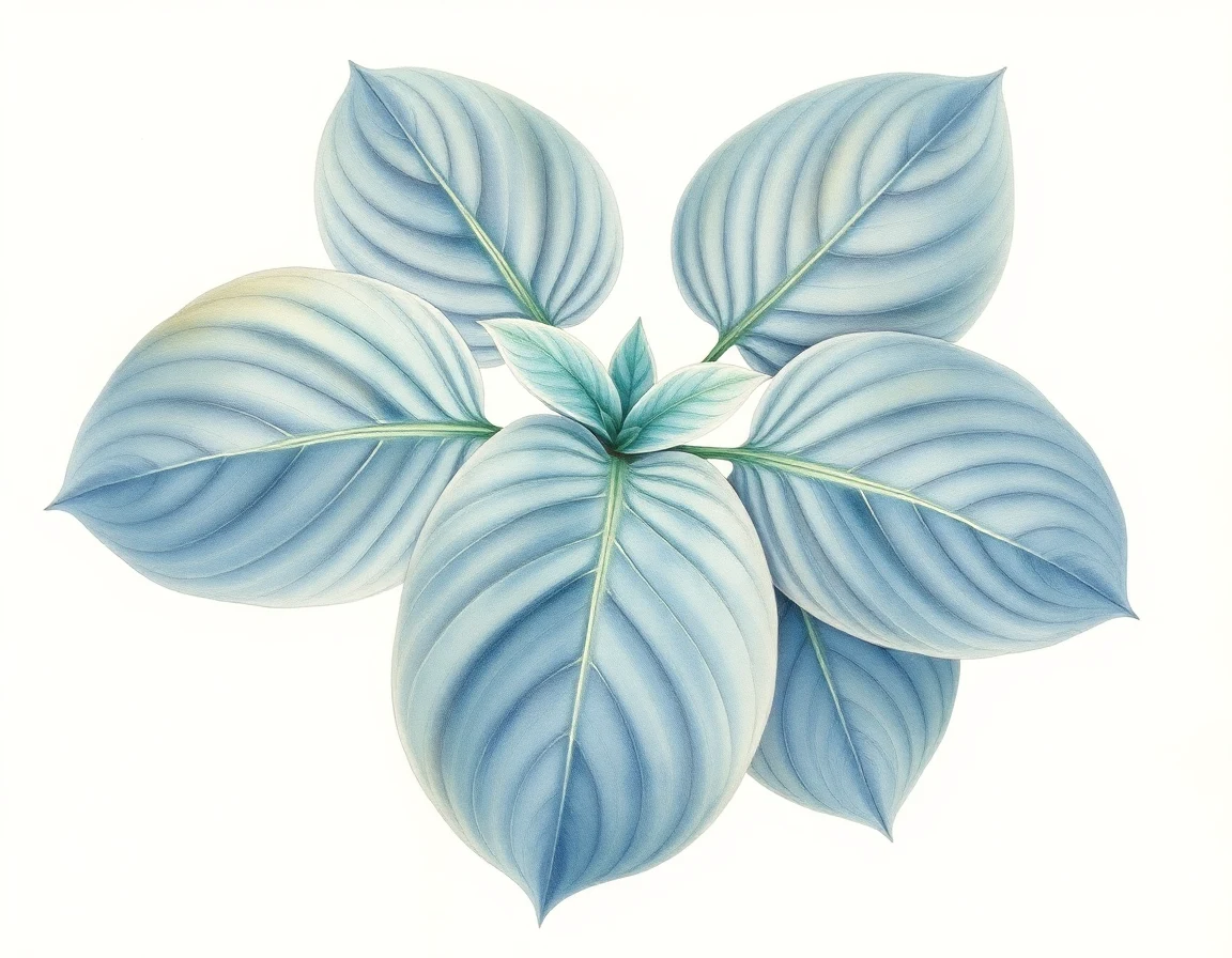 Watercolor illustration of Hosta 'Jimmy Blue Eyes'