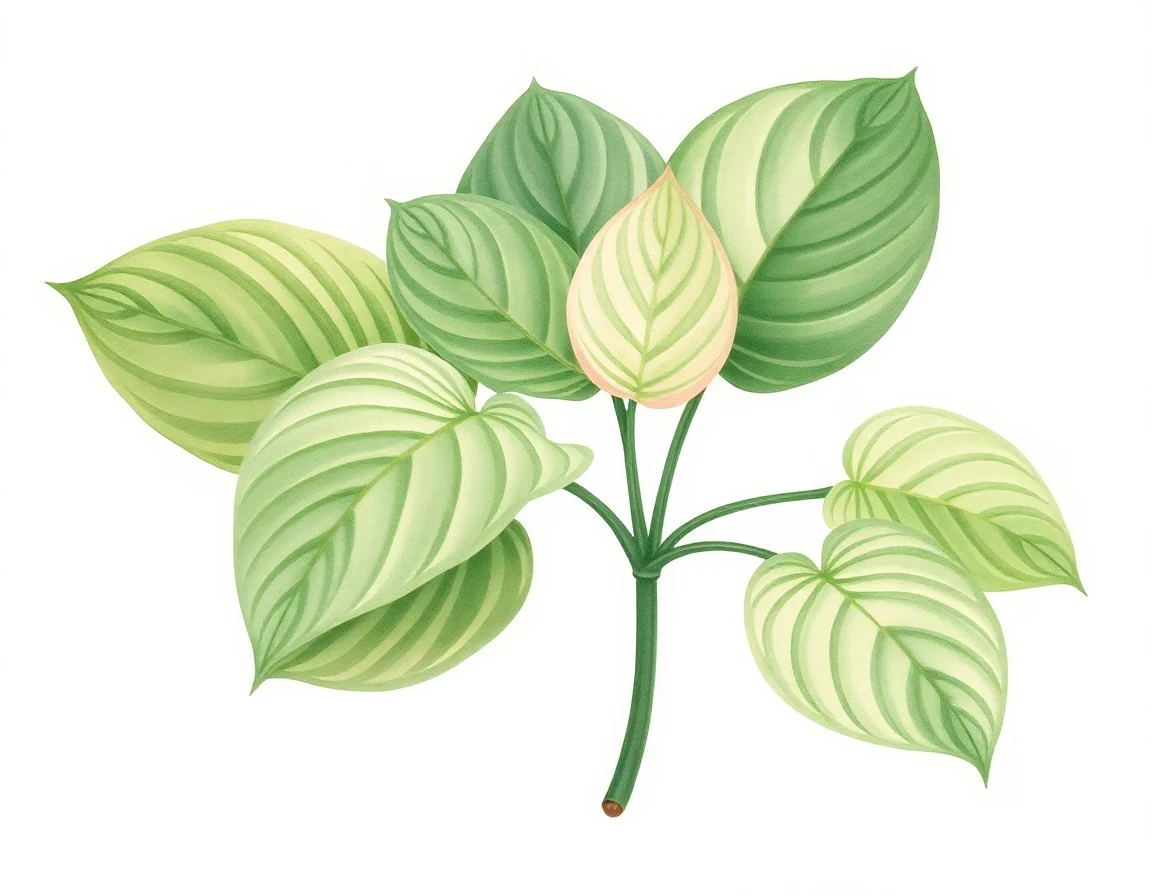 Watercolor illustration of Hosta 'Jingle Bells'