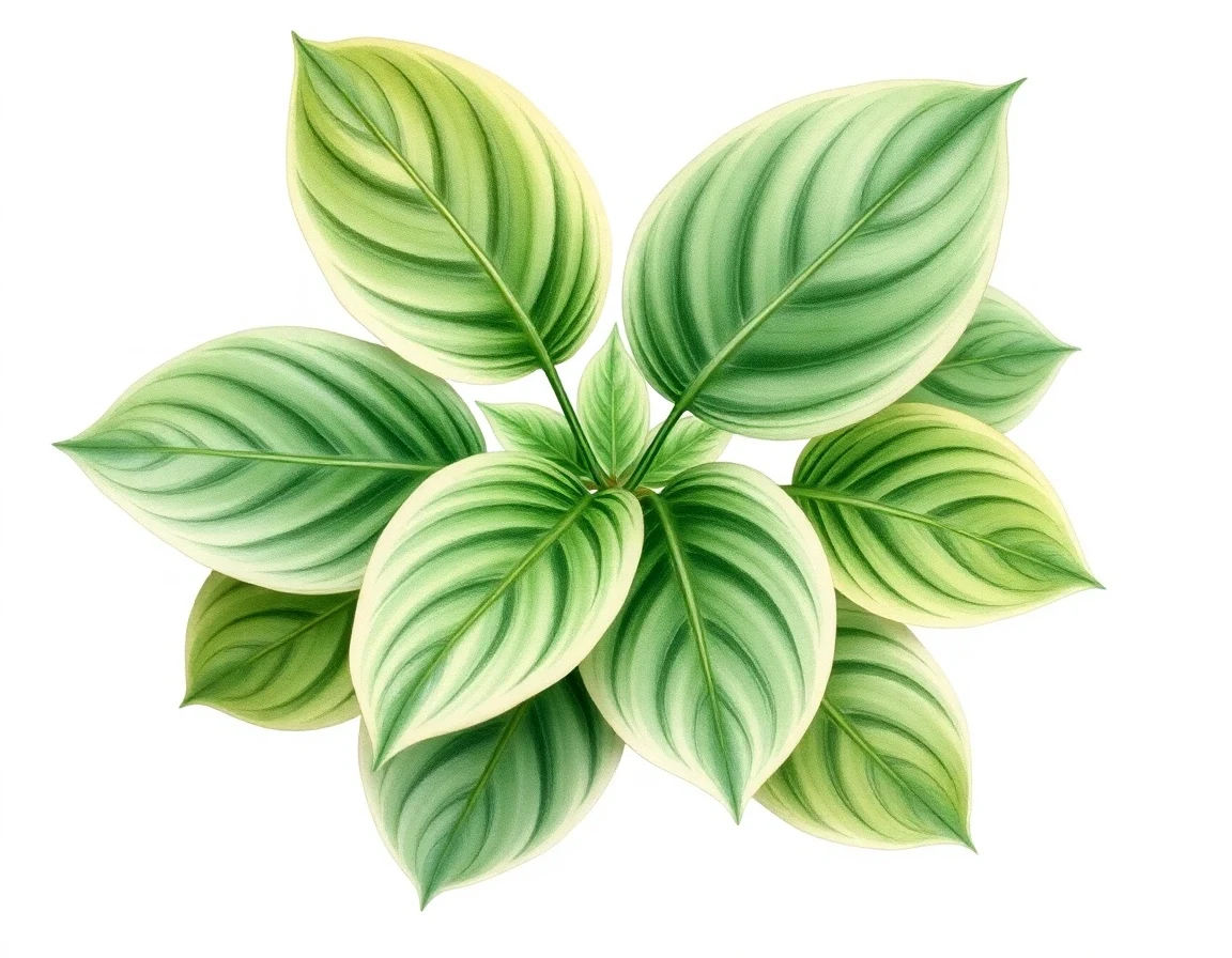 Watercolor illustration of Hosta 'Jungle Fever'