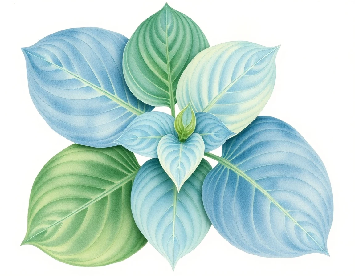 Watercolor illustration of Hosta 'Kalamazoo'
