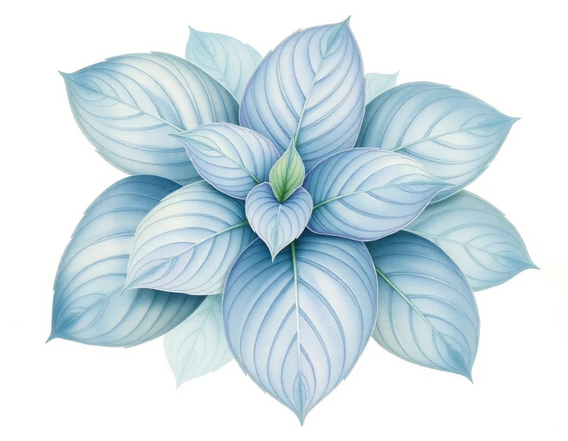 Watercolor illustration of Hosta 'Karamoosh'