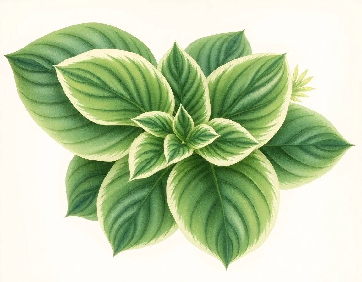 Watercolor illustration of Hosta 'Karen's Delight'