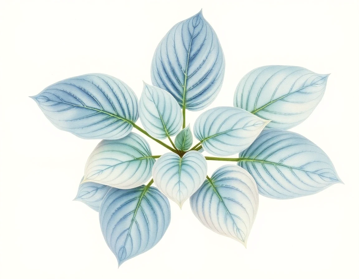 Watercolor illustration of Hosta 'Kasseler Blue'