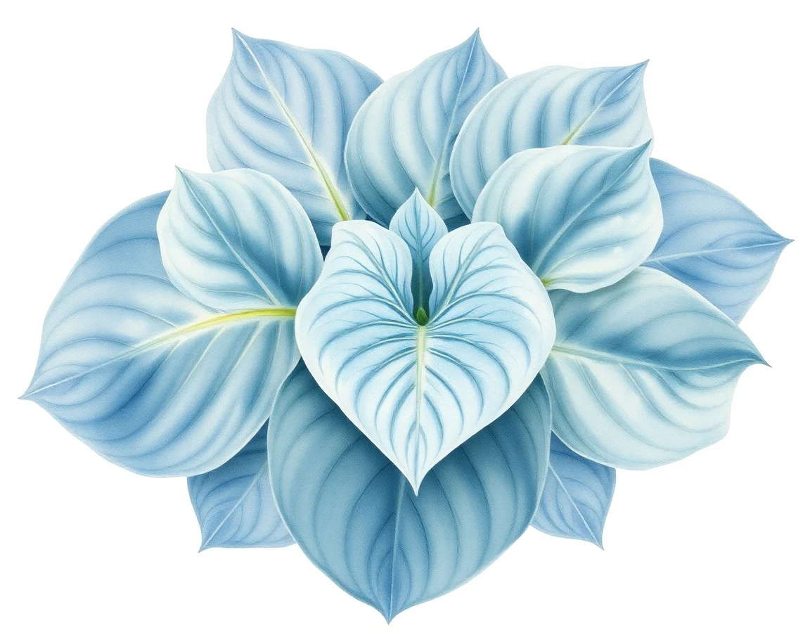 Watercolor illustration of Hosta 'Keel'