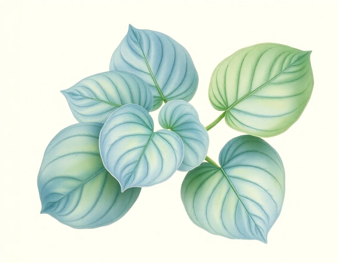 Watercolor illustration of Hosta 'Kempen Sky High'