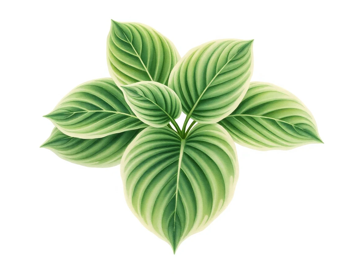 Watercolor illustration of Hosta 'Kifukurin Hyuga'