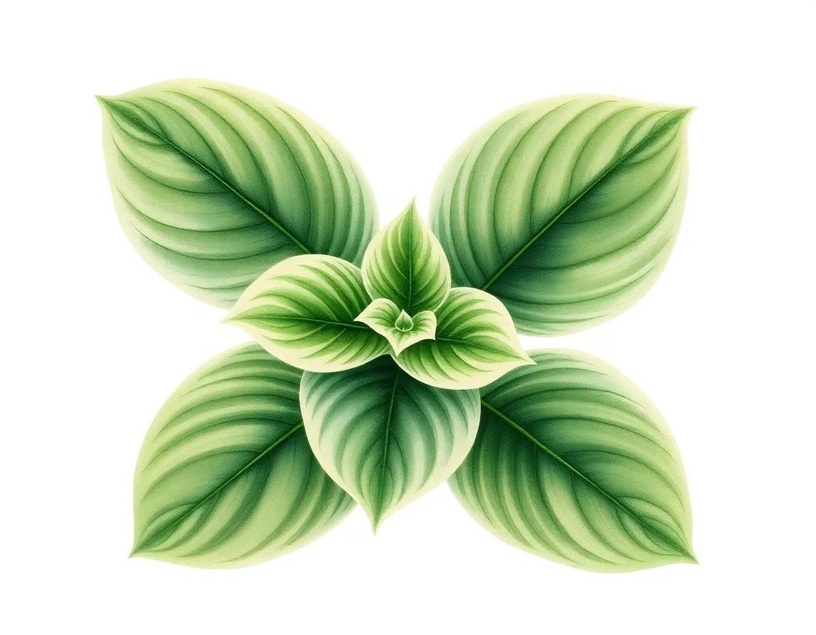 Watercolor illustration of Hosta 'Kifukurin Ko Mame'