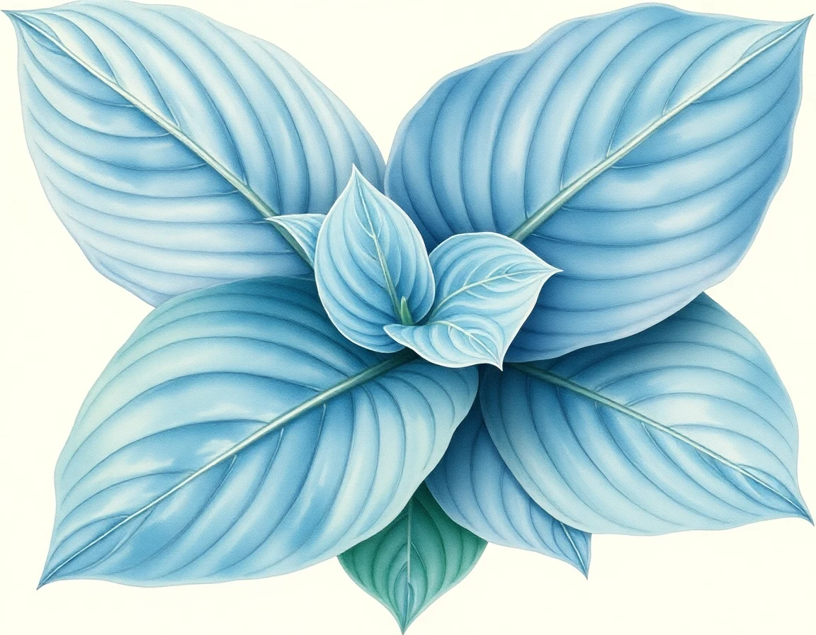Watercolor illustration of Hosta 'Kind of Blue'
