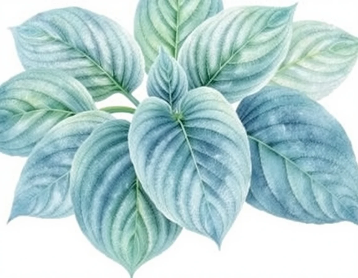 Watercolor illustration of Hosta 'Kiss Me Farewell'