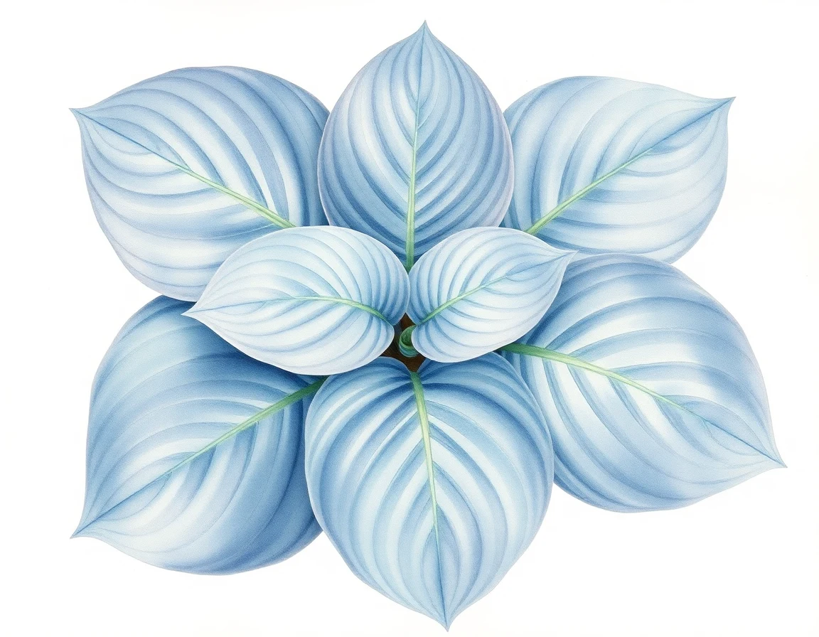 Watercolor illustration of Hosta 'Kit Kat'