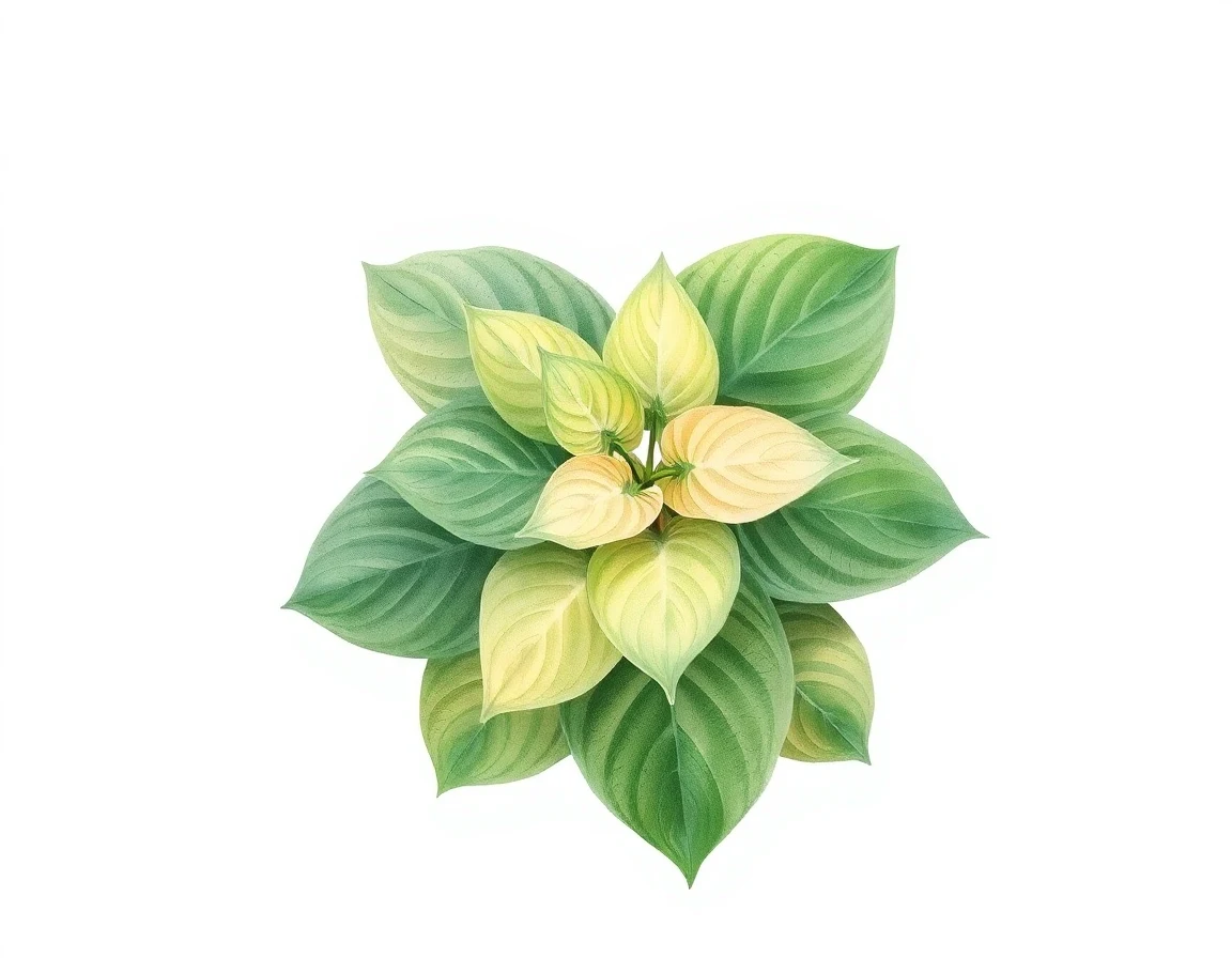 Watercolor illustration of Hosta 'Kiwi Blue Flash'