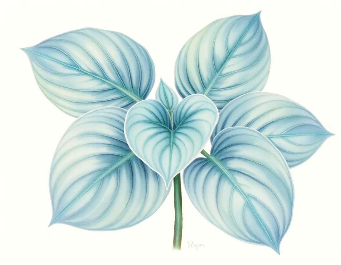 Watercolor illustration of Hosta 'Kiwi Blue Ruffles'