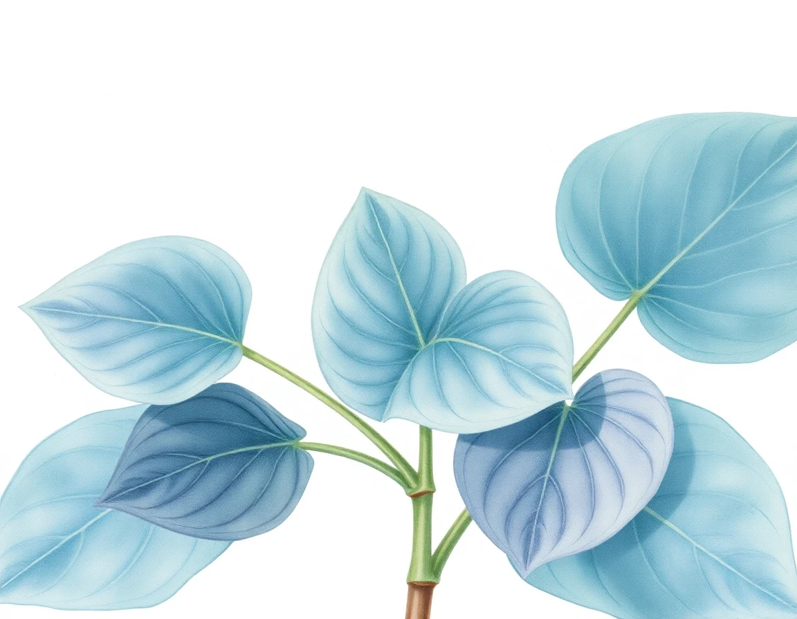 Watercolor illustration of Hosta 'Kiwi Blue Sky'