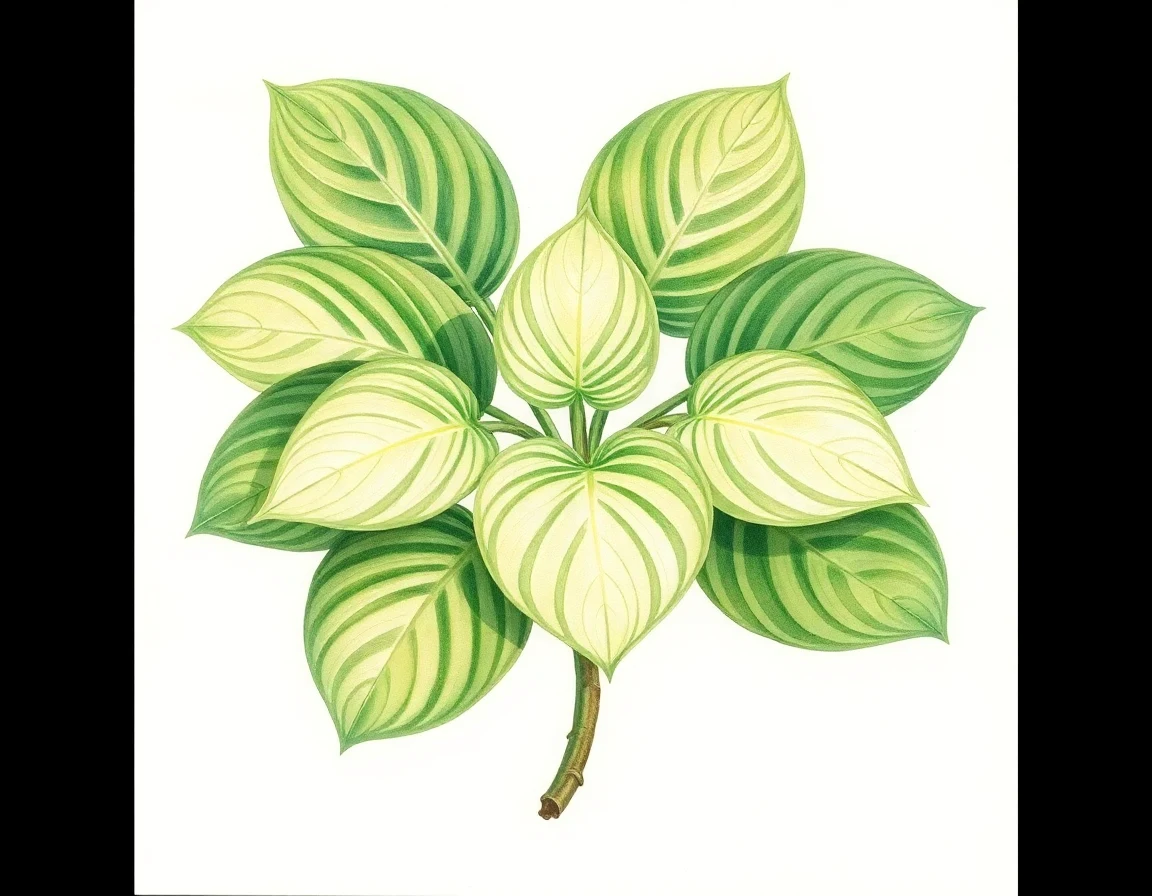Watercolor illustration of Hosta 'Kiwi Dreadlocks'
