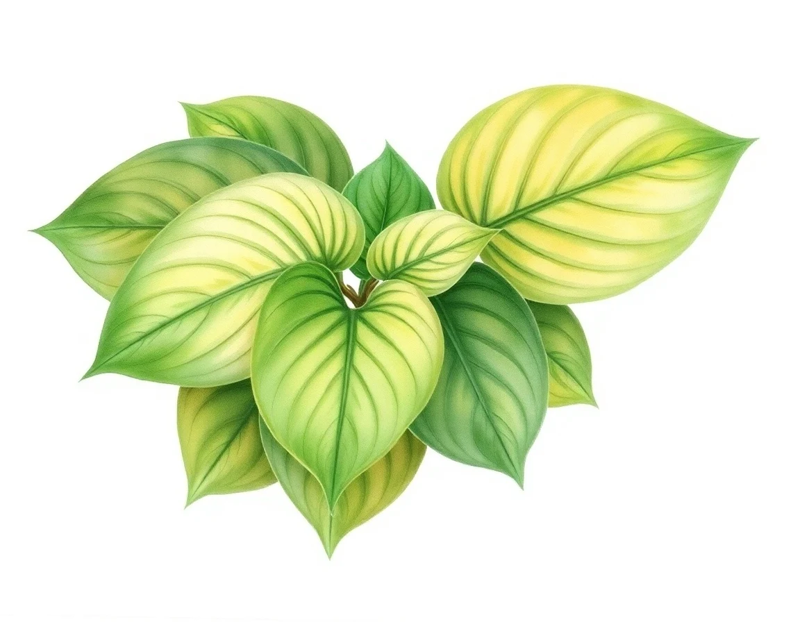 Watercolor illustration of Hosta 'Kiwi Emerald'
