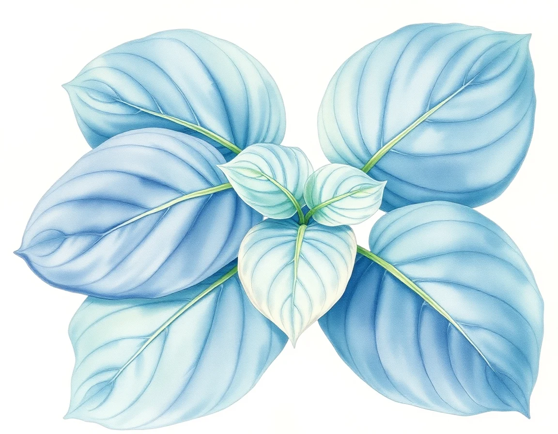 Watercolor illustration of Hosta 'Kiwi Waves'