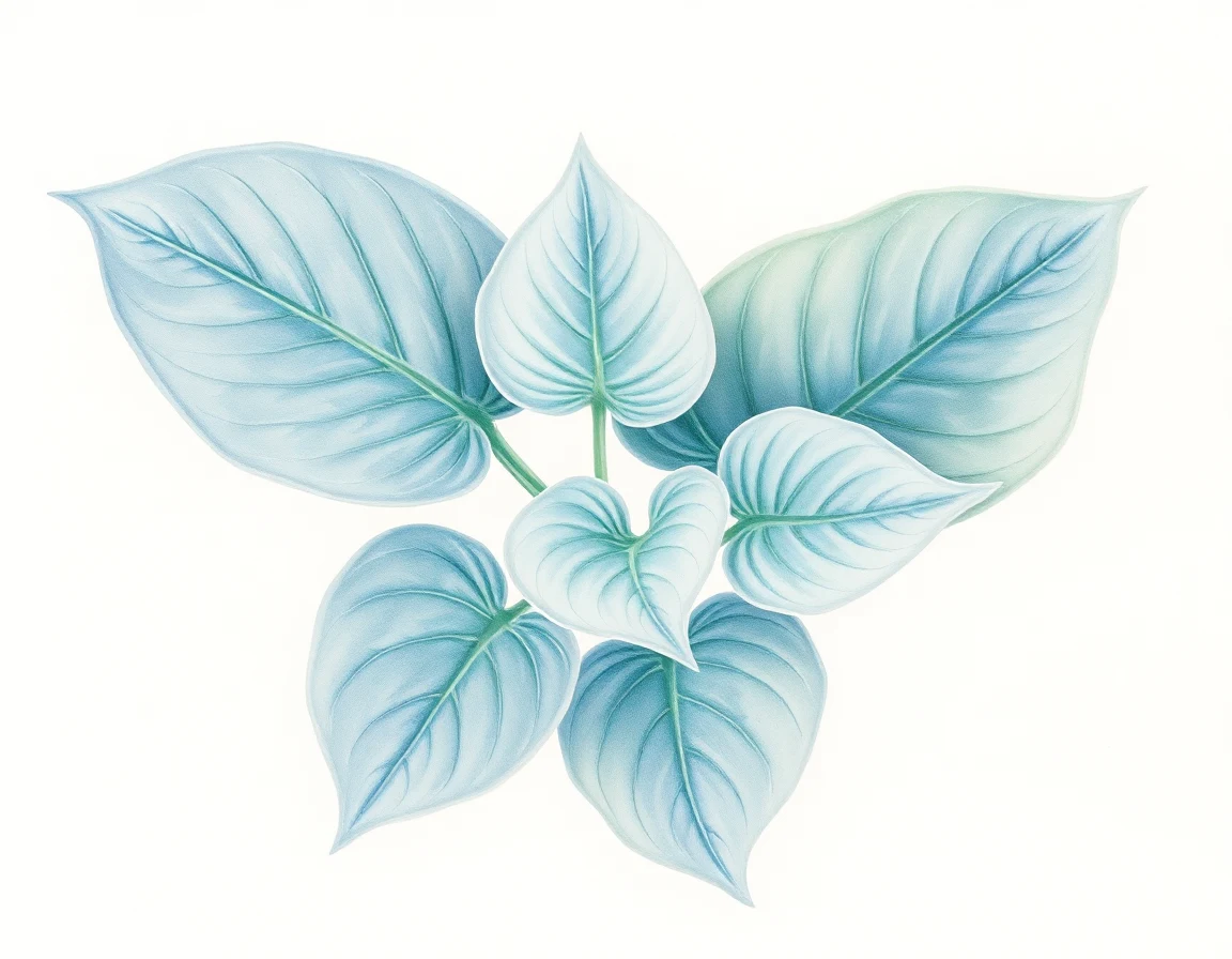 Watercolor illustration of Hosta 'Lahn'