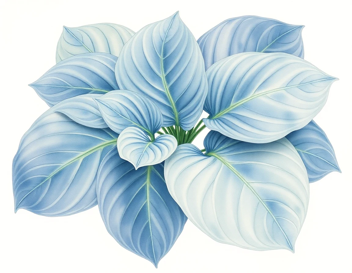 Watercolor illustration of Hosta 'Lake Louise'