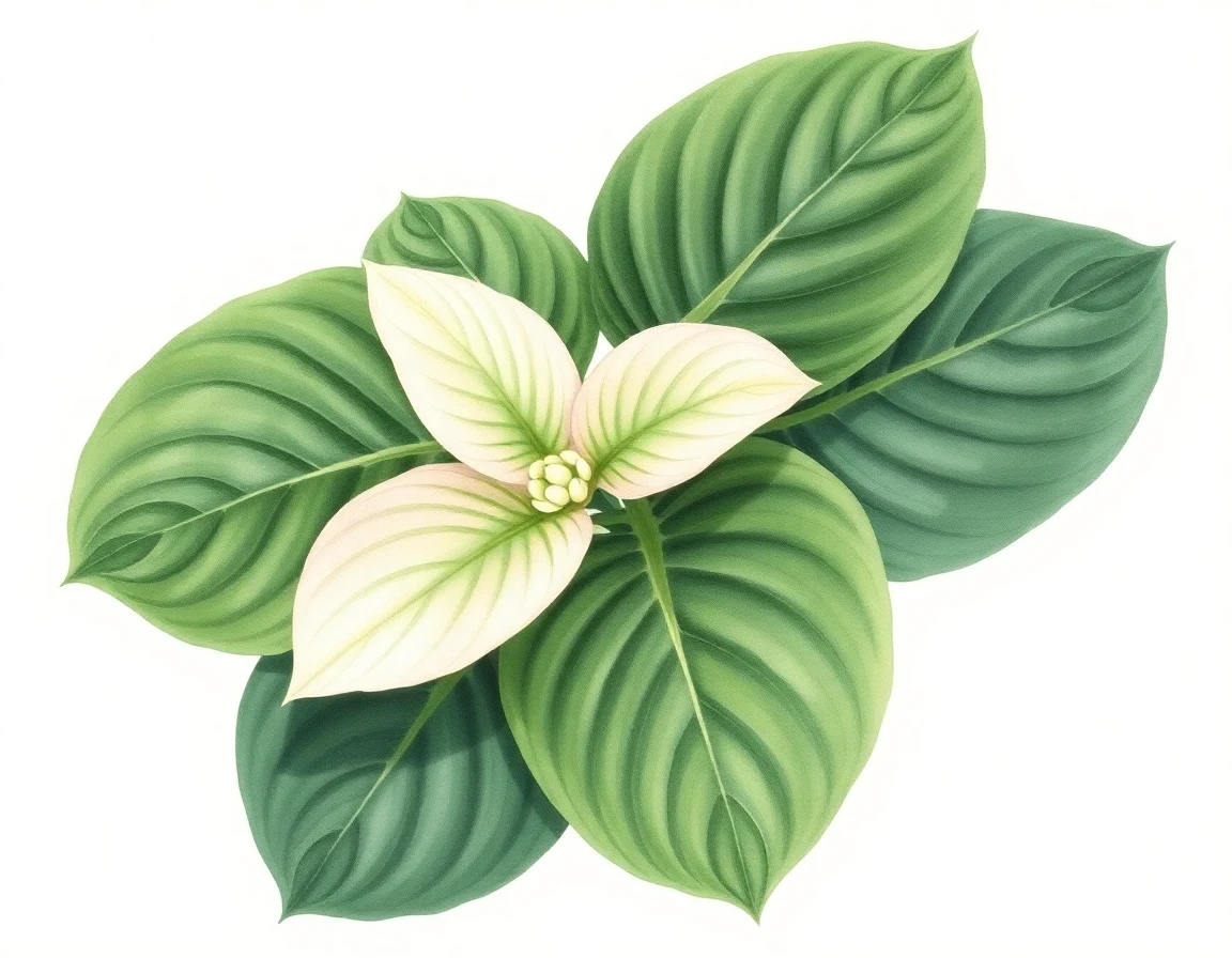 Watercolor illustration of Hosta 'Lakeside April Snow'