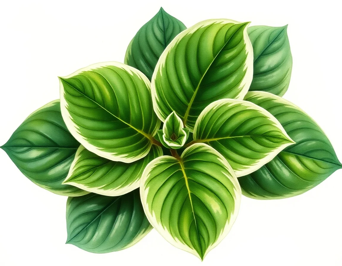 Watercolor illustration of Hosta 'Lakeside Down Sized'
