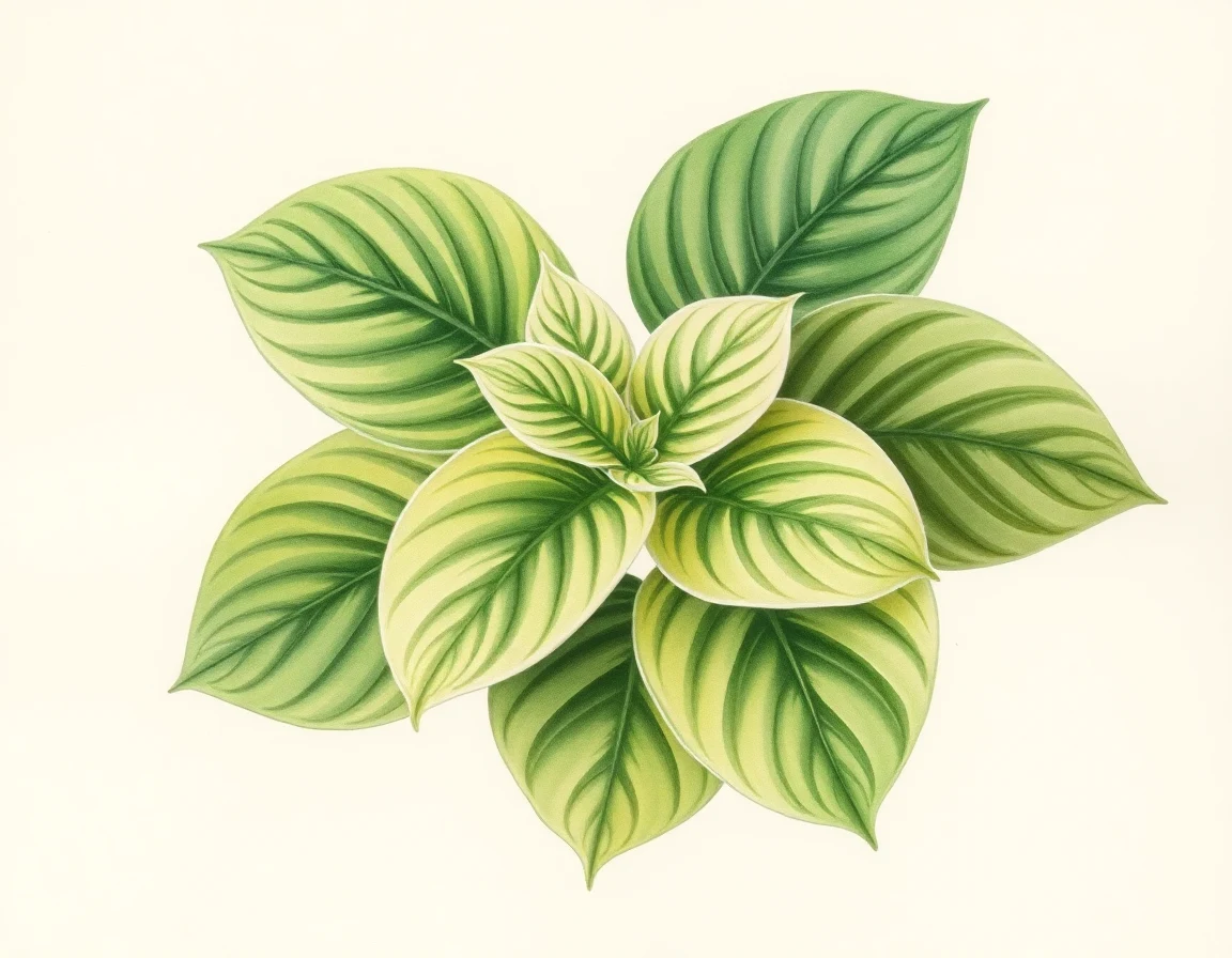 Watercolor illustration of Hosta 'Lakeside Flame Dance'