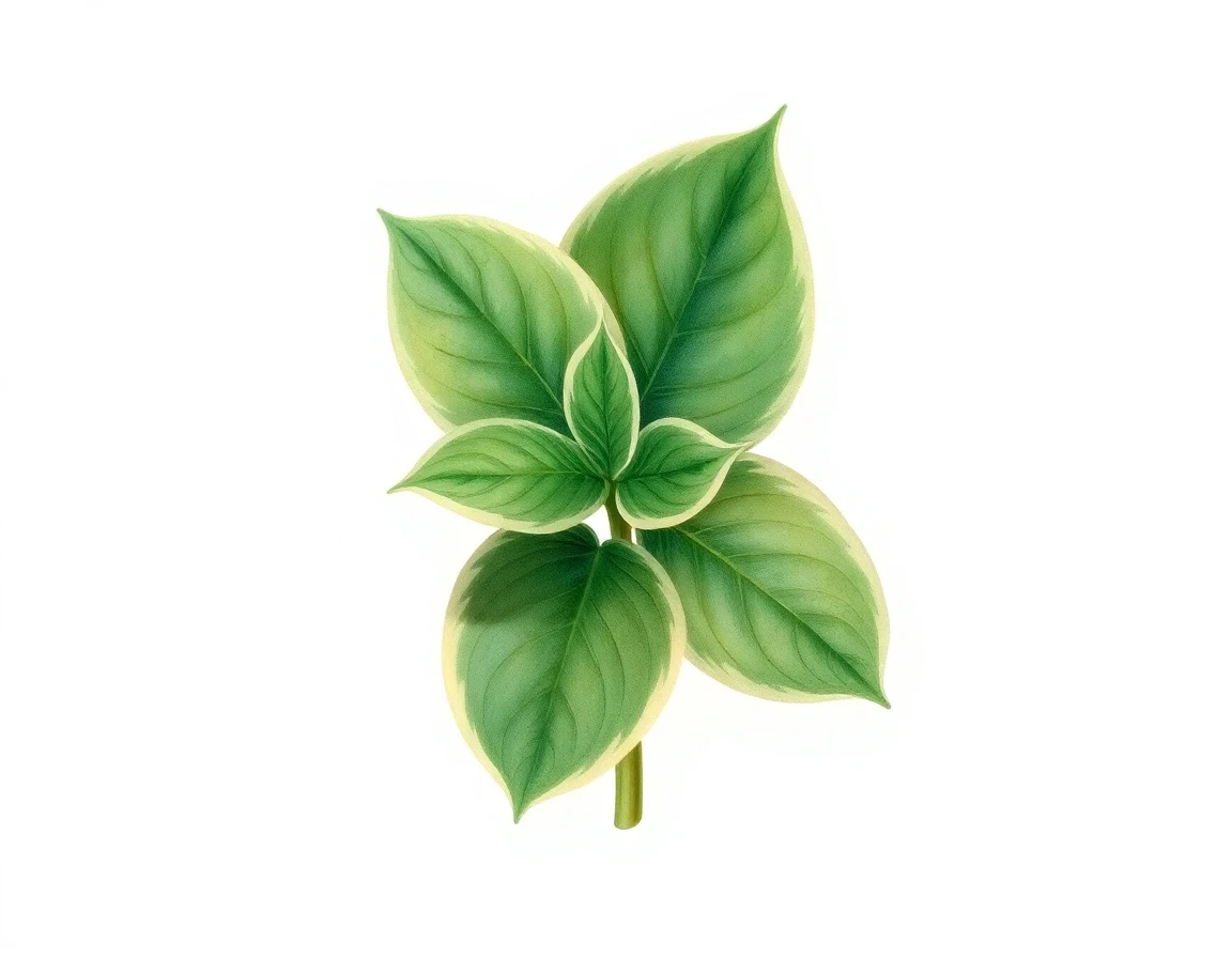 Watercolor illustration of Hosta 'Lakeside Happy Talk'