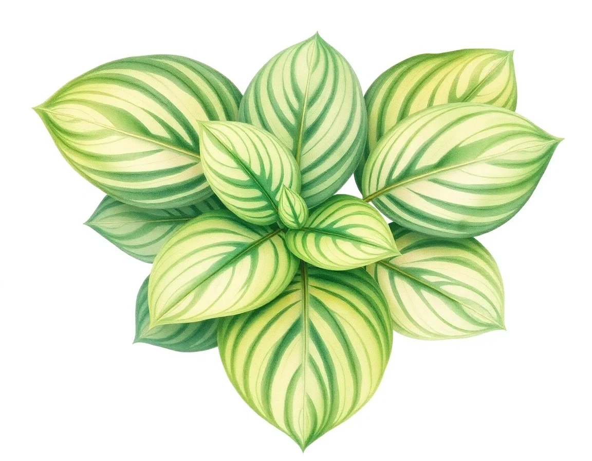 Watercolor illustration of Hosta 'Lakeside Lime Time'