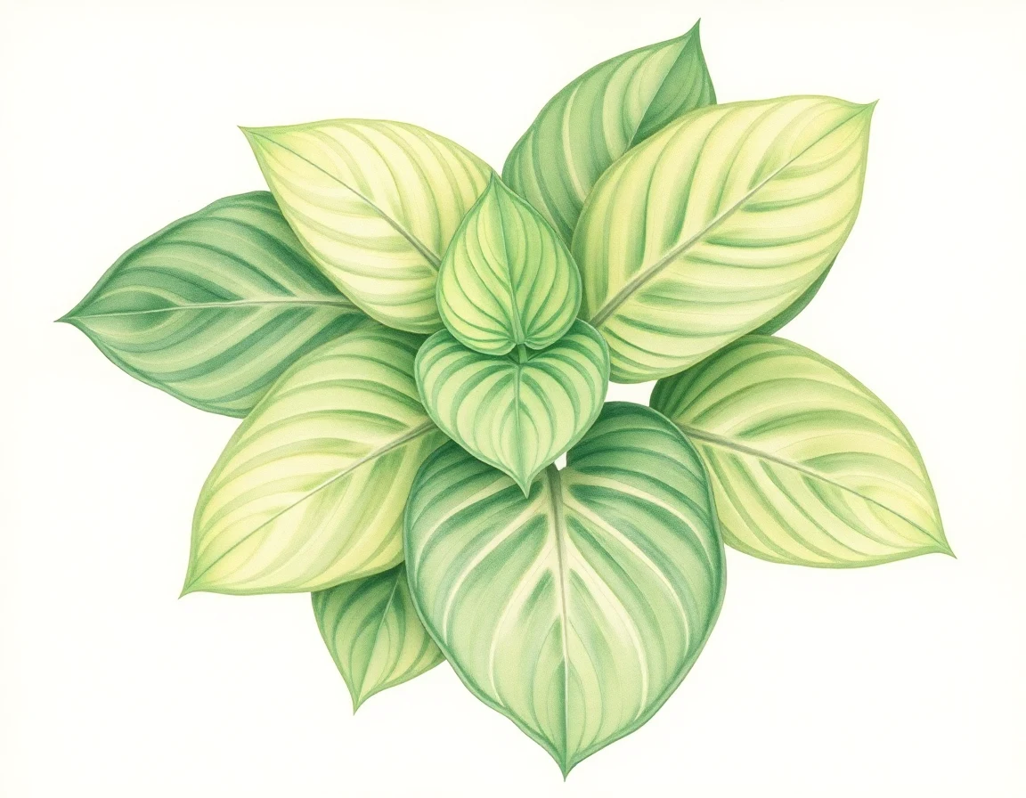 Watercolor illustration of Hosta 'Lakeside Pillow Talk'