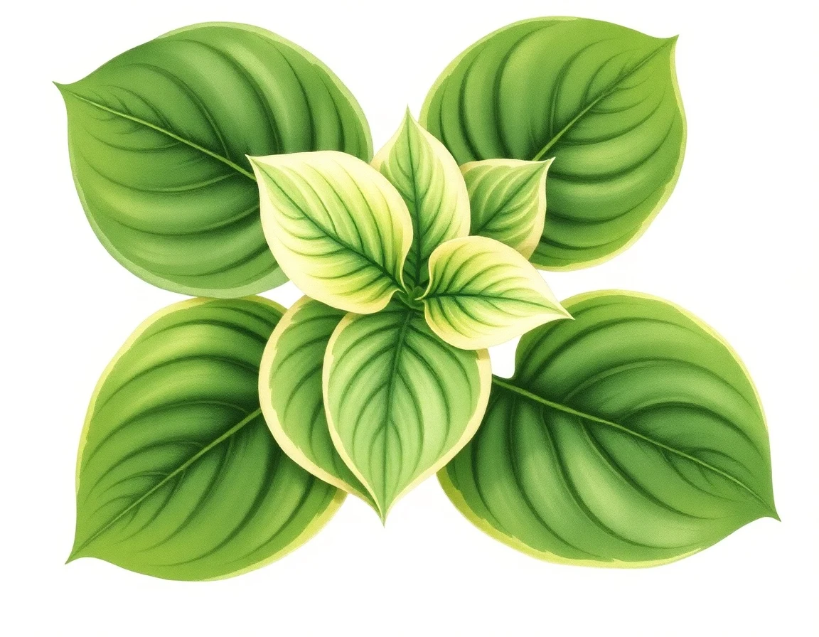 Watercolor illustration of Hosta 'Lakeside Zinger'