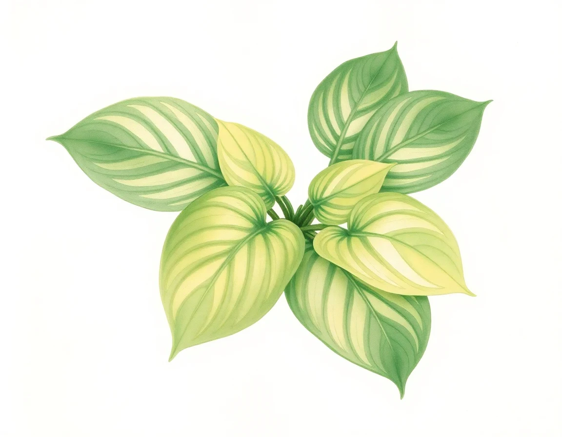 Watercolor illustration of Hosta 'Landscape One'