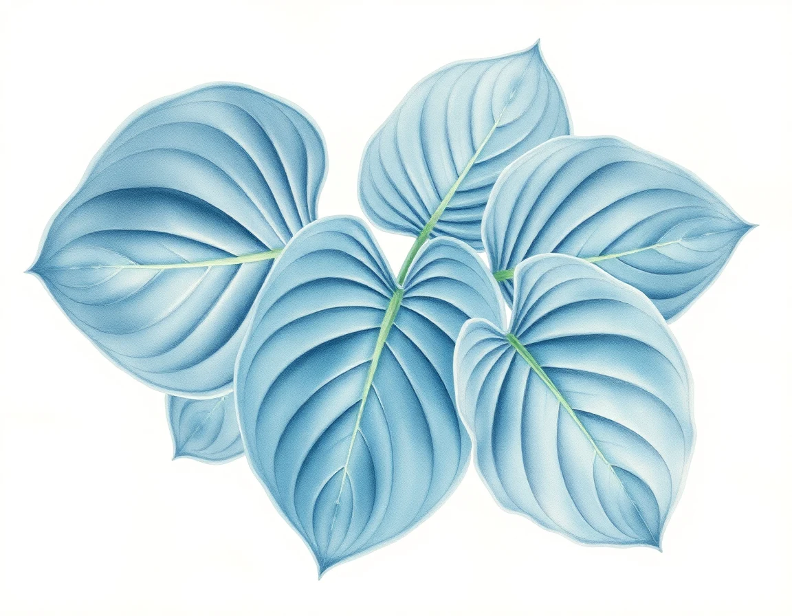 Watercolor illustration of Hosta 'Lauman Garden Blue'