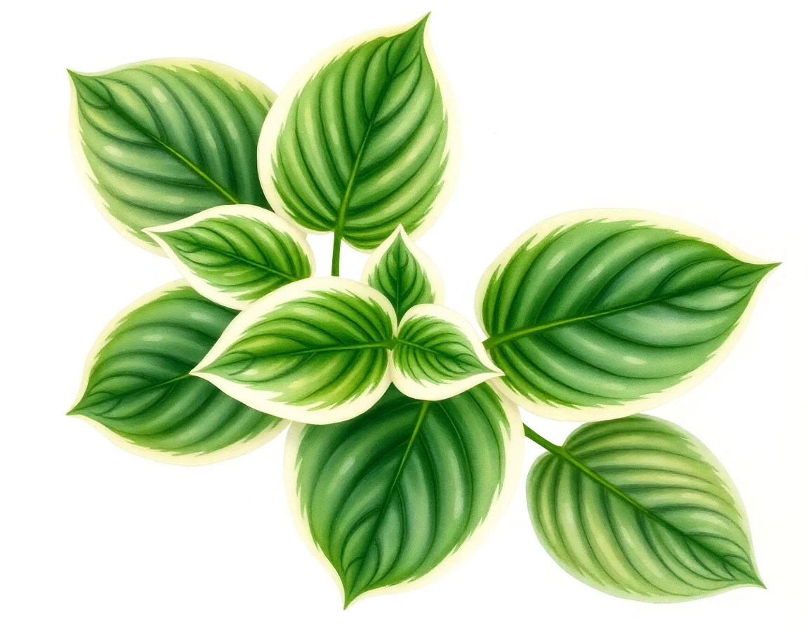 Watercolor illustration of Hosta 'Laurentina'