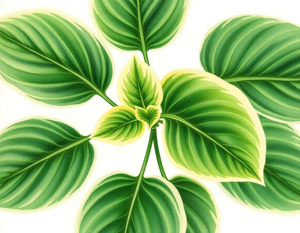 Watercolor illustration of Hosta 'Leather Belt'