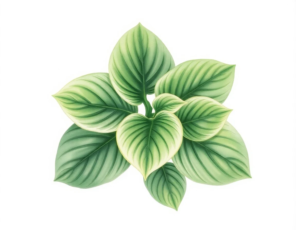 Watercolor illustration of Hosta 'Lemon Frost'